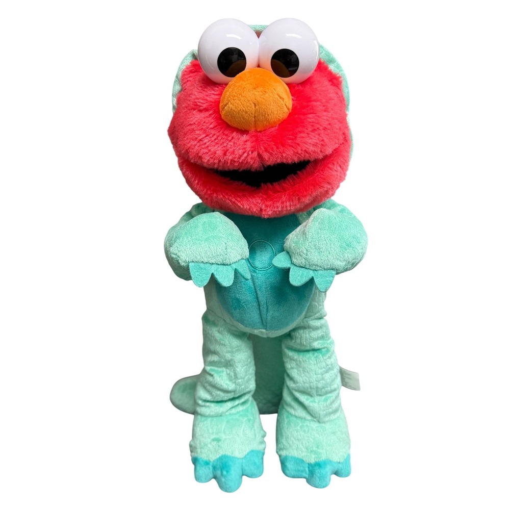 Sesame Street Elmo in Dinosaur Costume Teal Green Plush Just Play 2022